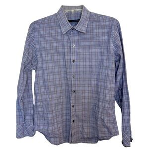 Zachary Prell Plaid Blue Gray Button Down Shirt